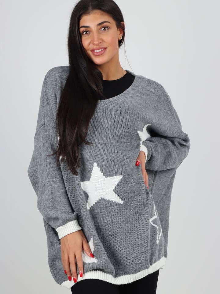 Miss Bold – wholesale Tunic sweater – Women’s – Italian Oversized Star Print Long Sleeve Jumper28