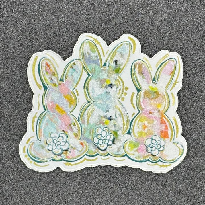 Pastel Floral Bunny Trio Badge Reel for wholesale by Hello Darling Designs