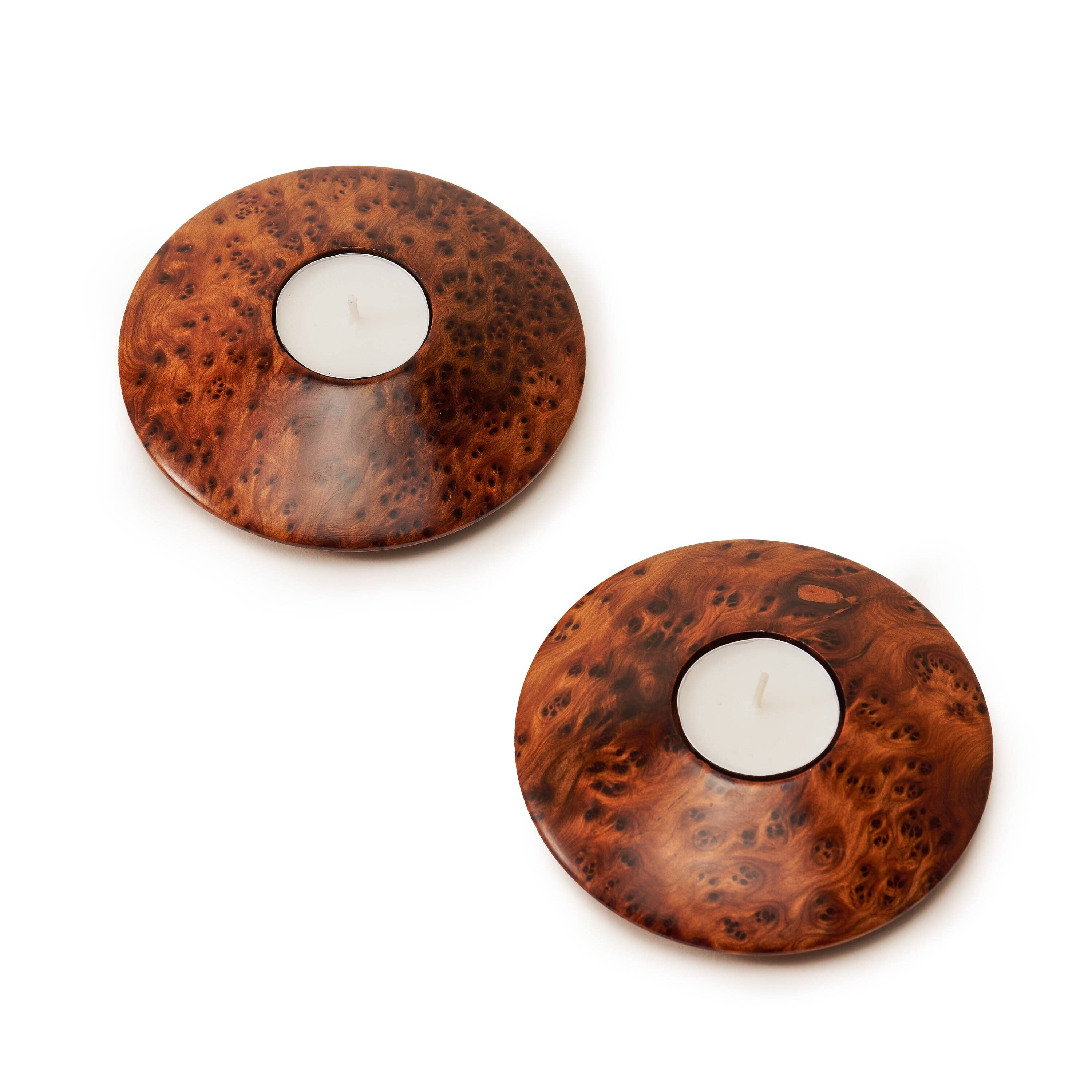 Yemma Goods - Wholesale Candle Holder - Set Of 2 Thuya Wood Burl Tea-Light Candle Holder3