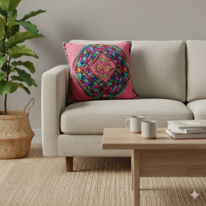 Up-cycled Maya Floral Huipil Textile Pillow Cover - Guatemala for wholesale by Lumily