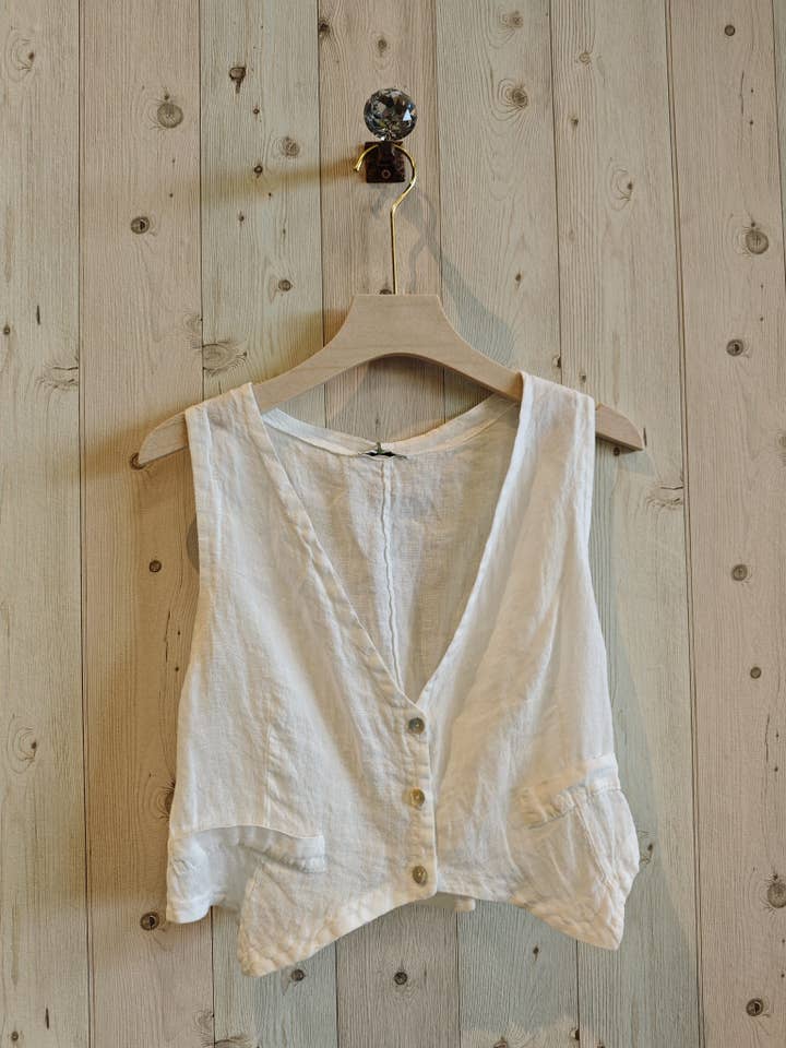Linen & More - Wholesale Outerwear Vest - Women's - REF 6454 100% LINEN VEST