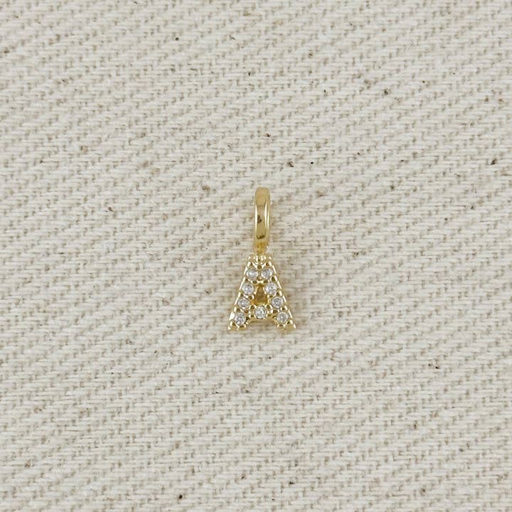 GoldFi - Wholesale Individual charm/pendant - 18k Gold filled Micro CZ Initial Letter Charm