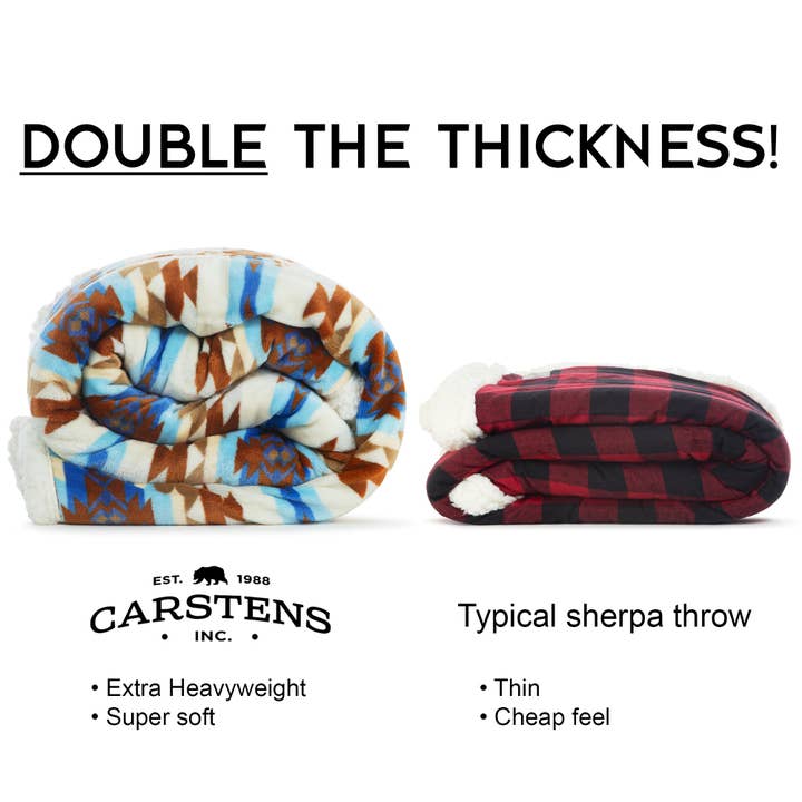 Carstens, Inc. - Wholesale Throw Blanket - Wrangler® Stack Rock Southwest Plush Sherpa Throw2