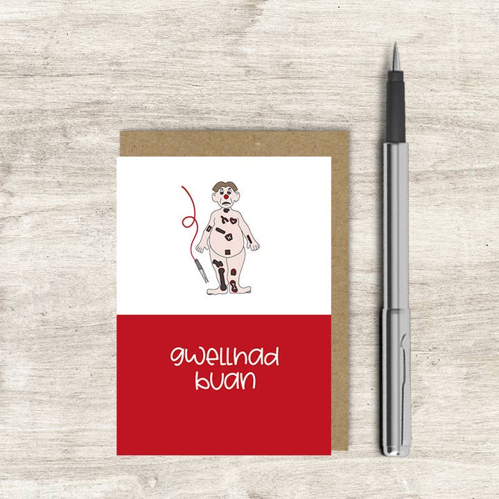 Gwellhad Buan (Recuperación Rápida) - Tarjeta de Felicitación Galesa para venta al por mayor de Dandelion Stationery