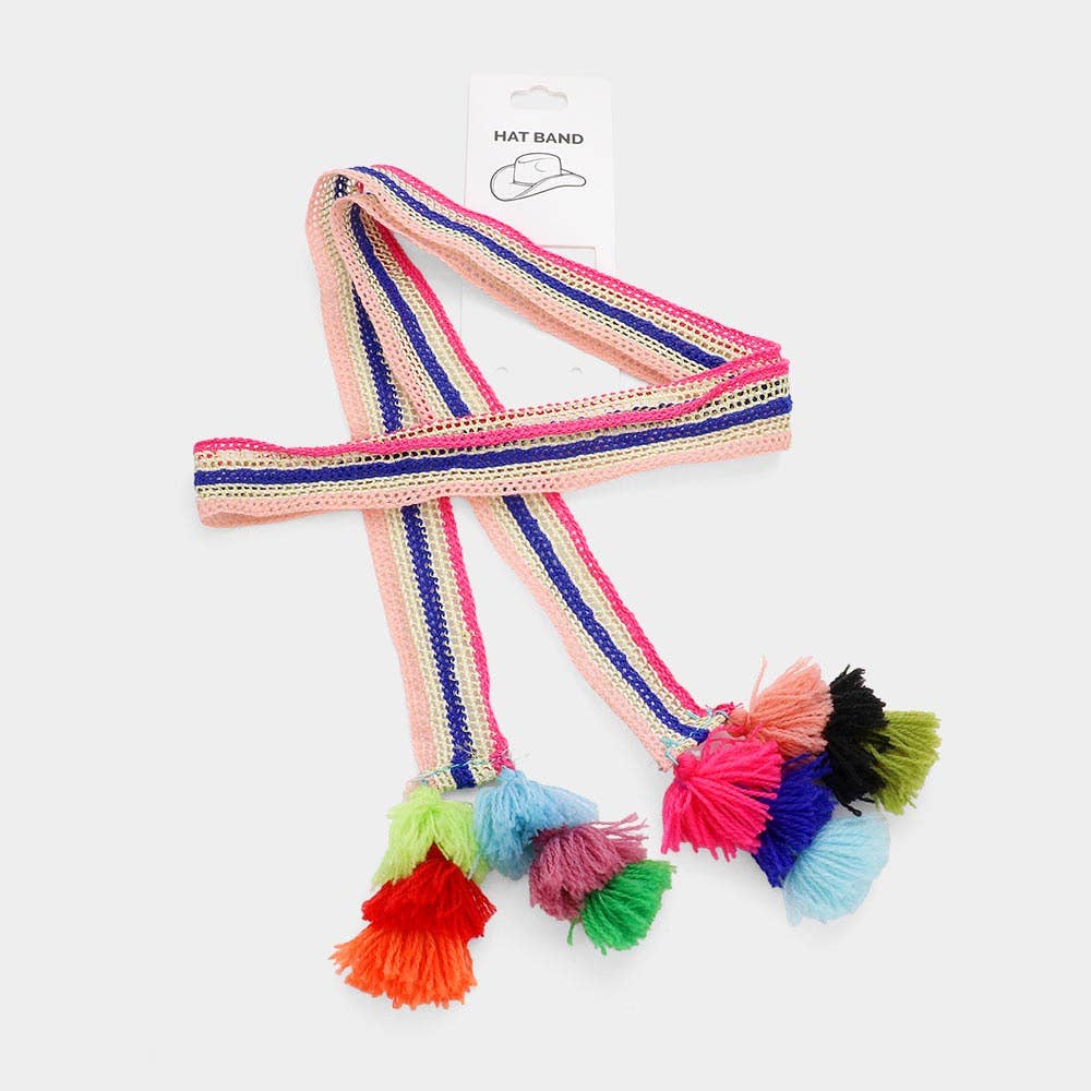 Sensibling Corp. – wholesale Hat accessory – Women's – Striped Crochet Tassel Tip Hat Band4
