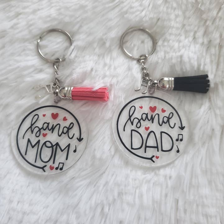 Band Mom or Band Dad Keychain for wholesale by Tots And Tumblers Art