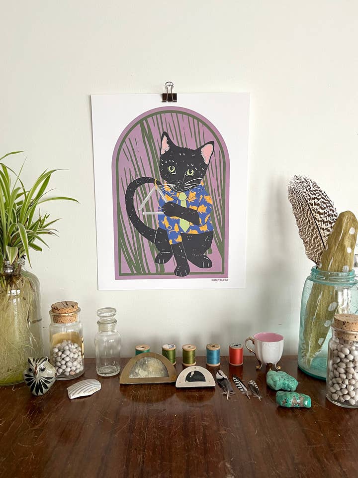 Meowsic Cats: Impressão digital Twyla Triangle 11x14" por atacado de Kate E. Burke