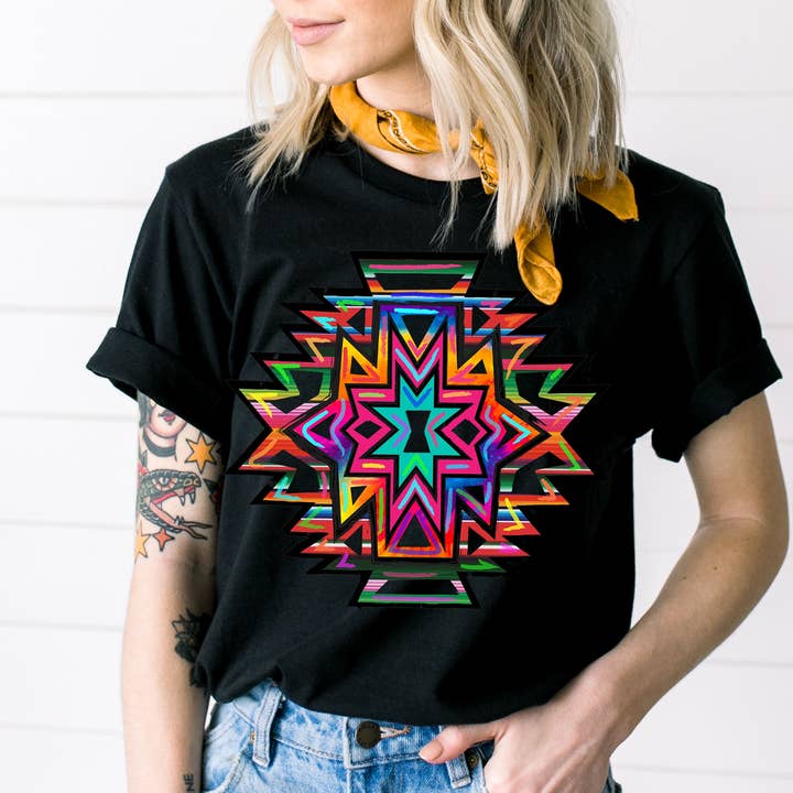 Aztec Wild T-Shirt for wholesale by The Dirty Cowgirl Apparel