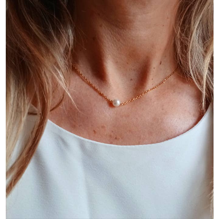 L'atelier du 6 - Wholesale Y-Neck/Lariat Necklace - Back jewelry for the bride with 3 pearls on the back.4