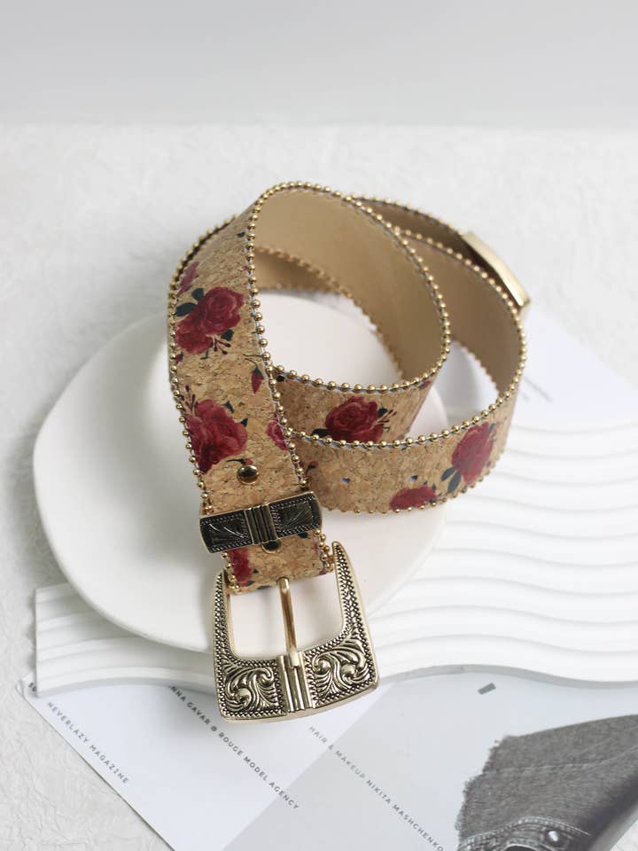 A2507XX33036 - Vintage Blumen PU-Ledergürtel für den Großhandel von Esley Accessories