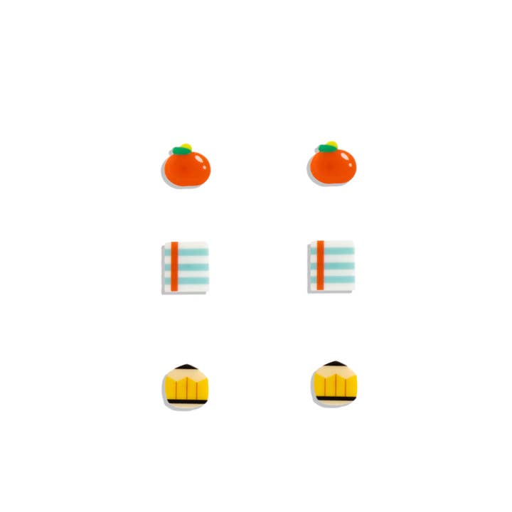 Back To School Stud Earring Set Multi .5" for wholesale by The Royal Standard
