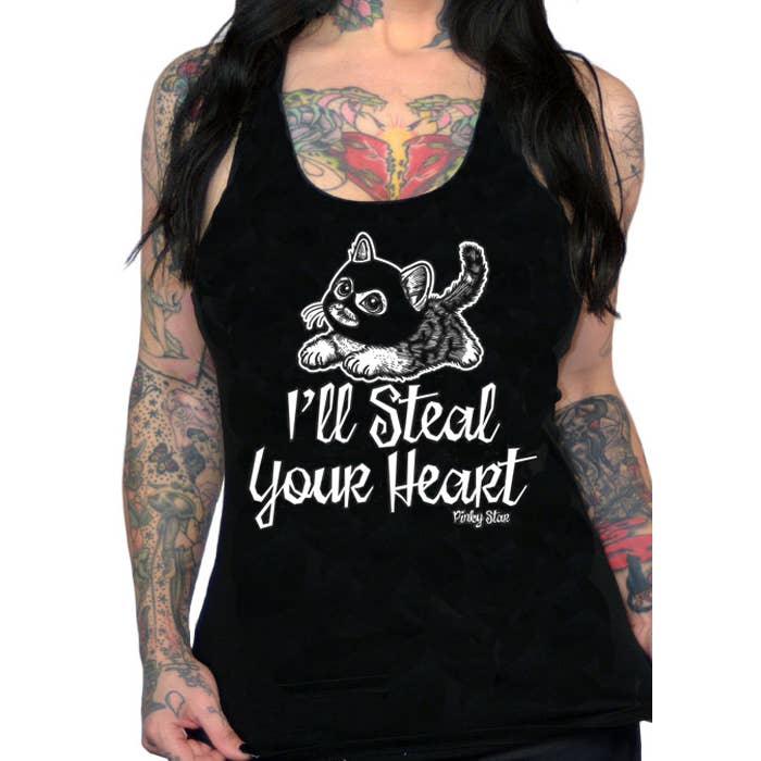 Camiseta sin mangas con estampado gráfico I'LL STEAL YOUR HEART Cat Lovers para venta al por mayor de Pinky Star