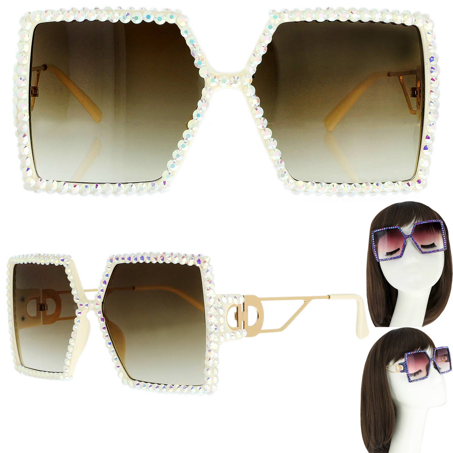 SP Sophia Collection - Wholesale Sunglasses - Women's - Sparkling Rhinestone Square Sunglasses 2