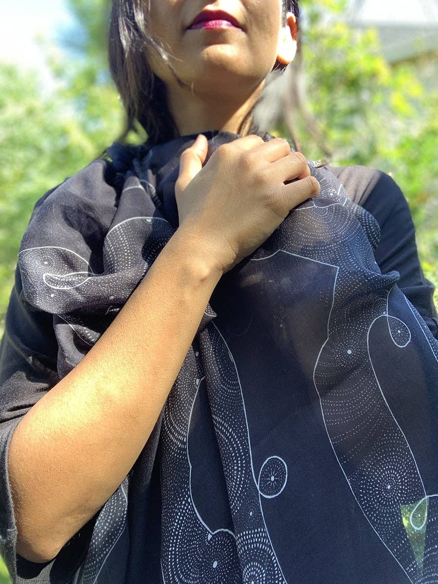 LOVELEEN®️ - Wholesale Scarf - Women's - 'Shining star of the Infinite galaxy' scarf (starry night)1