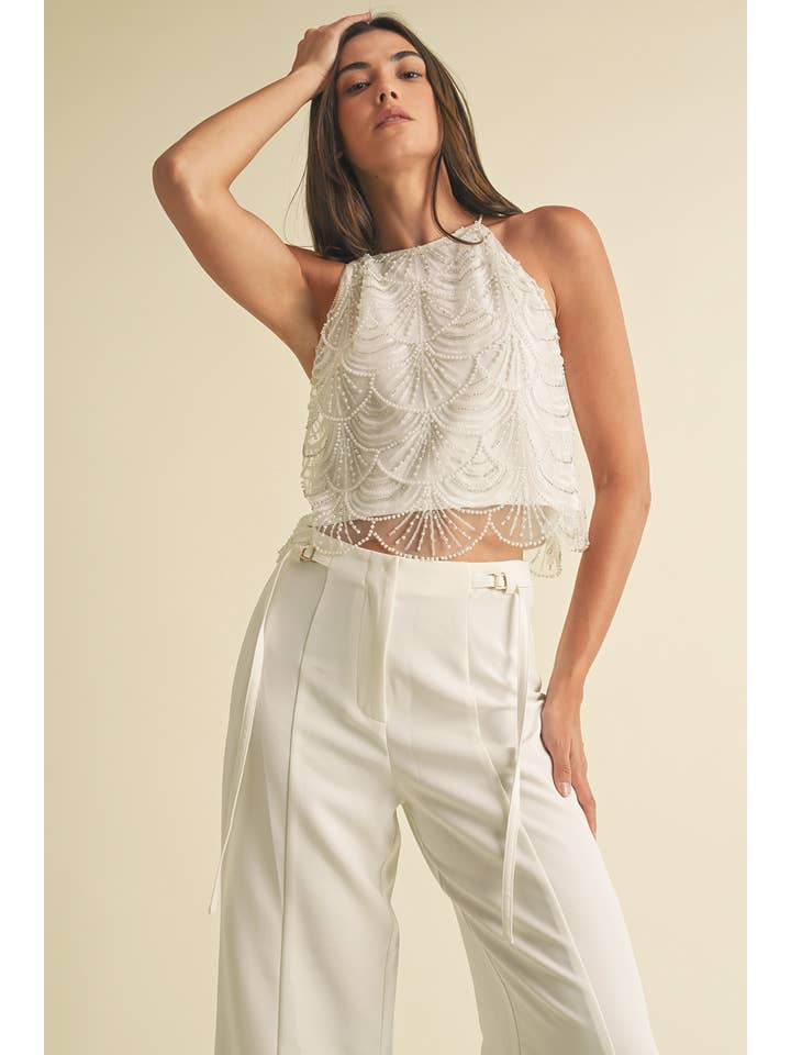 White Mermaid embellished Top for wholesale on Faire2