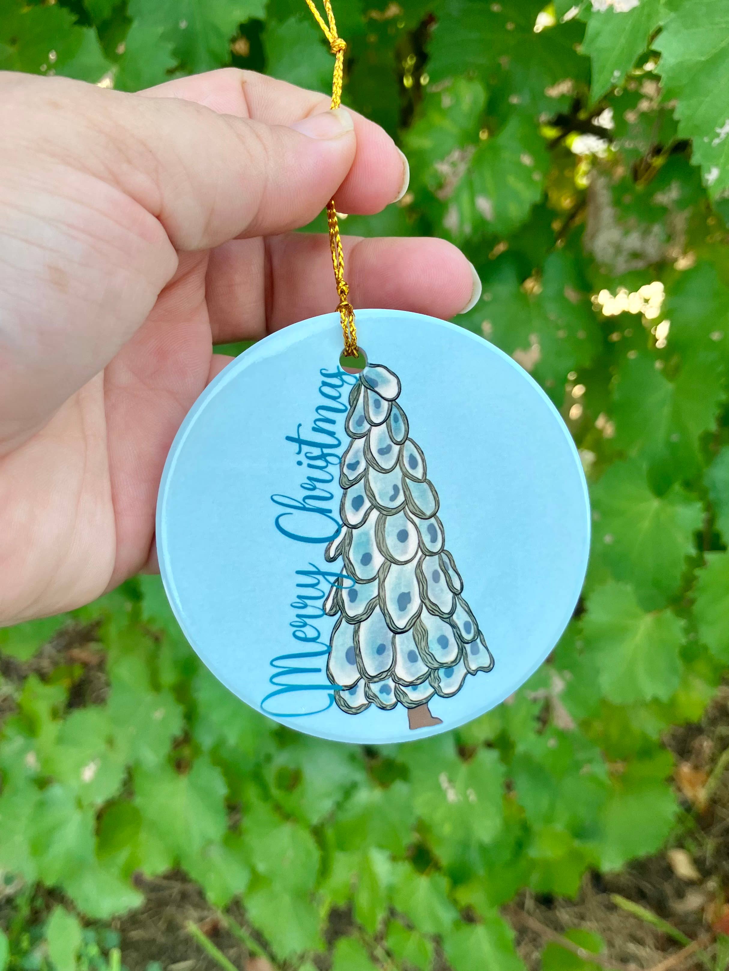 on the Bayou - Wholesale Ornament - Merry Christmas coastal oyster Christmas ornament