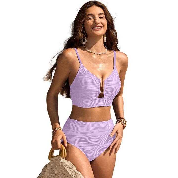 Solid Color Versatile Texture Slim Fit Bikini Split Swimsuit for wholesale by Ekartini