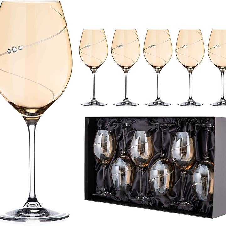 DIAMANTE – Großhandel Weingläser – Swarovski Weingläser mit Strasssteinen — 'Amber Silhouette' Collec3