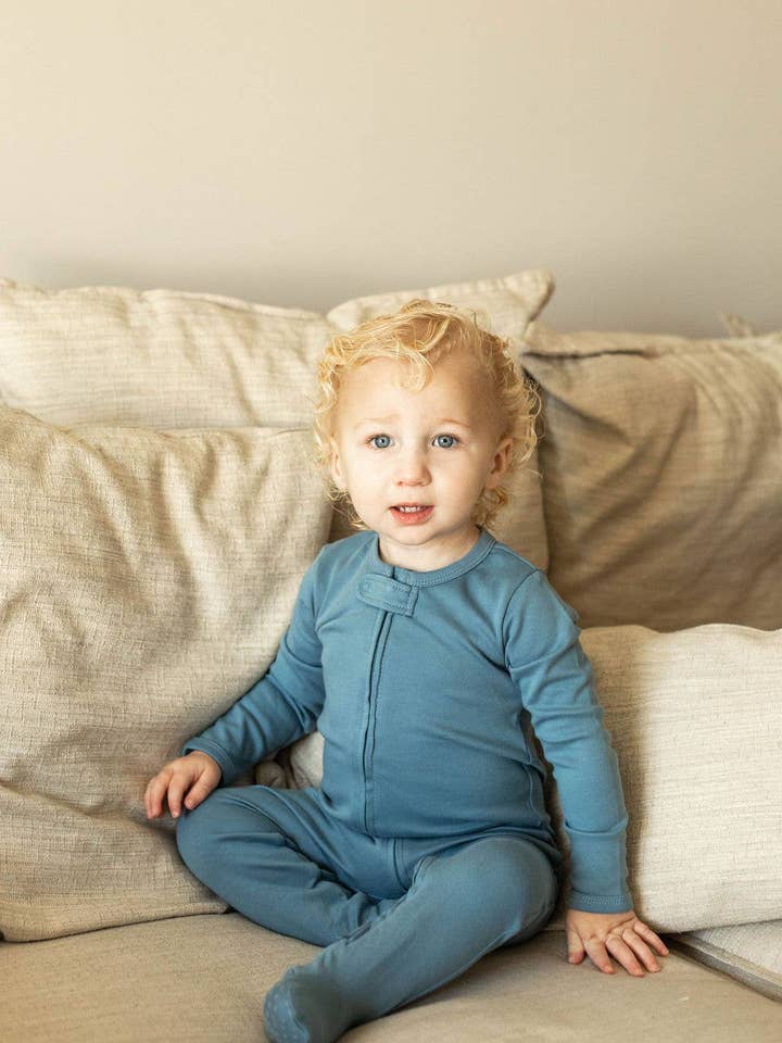 Pre-order footies 2 way zipper for wholesale by Little Organic Co