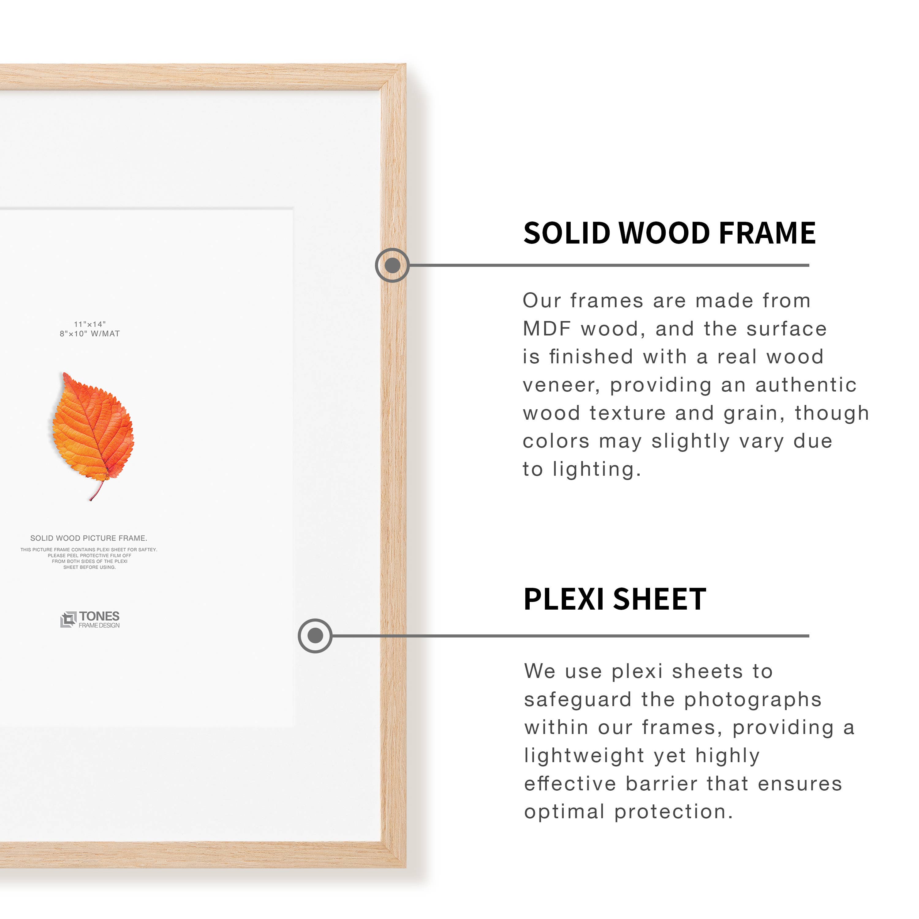 LivingTaste Home Inc - Wholesale Picture Frame - 11x14 Solid Oak Wood Frame 1