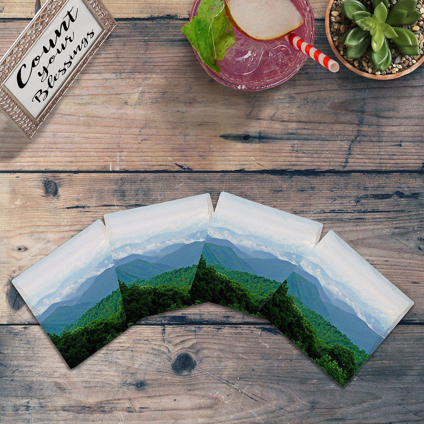 Mill Wood Art - Wholesale Coasters - Blue Ridge Mountains |Drink Coaster0