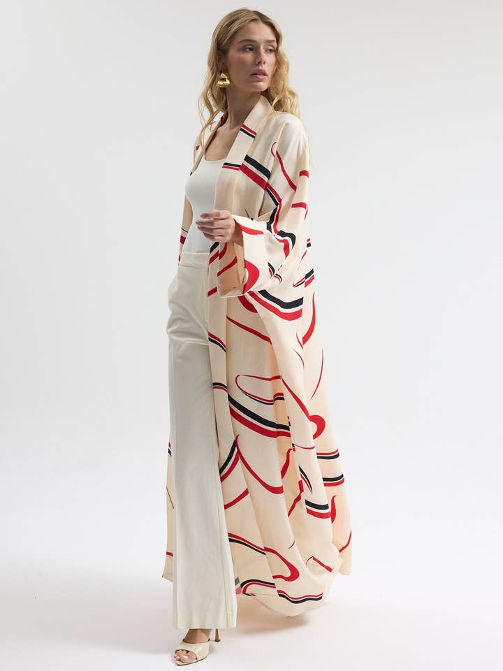 Abstract Wave Print Abaya for wholesale by Store WF