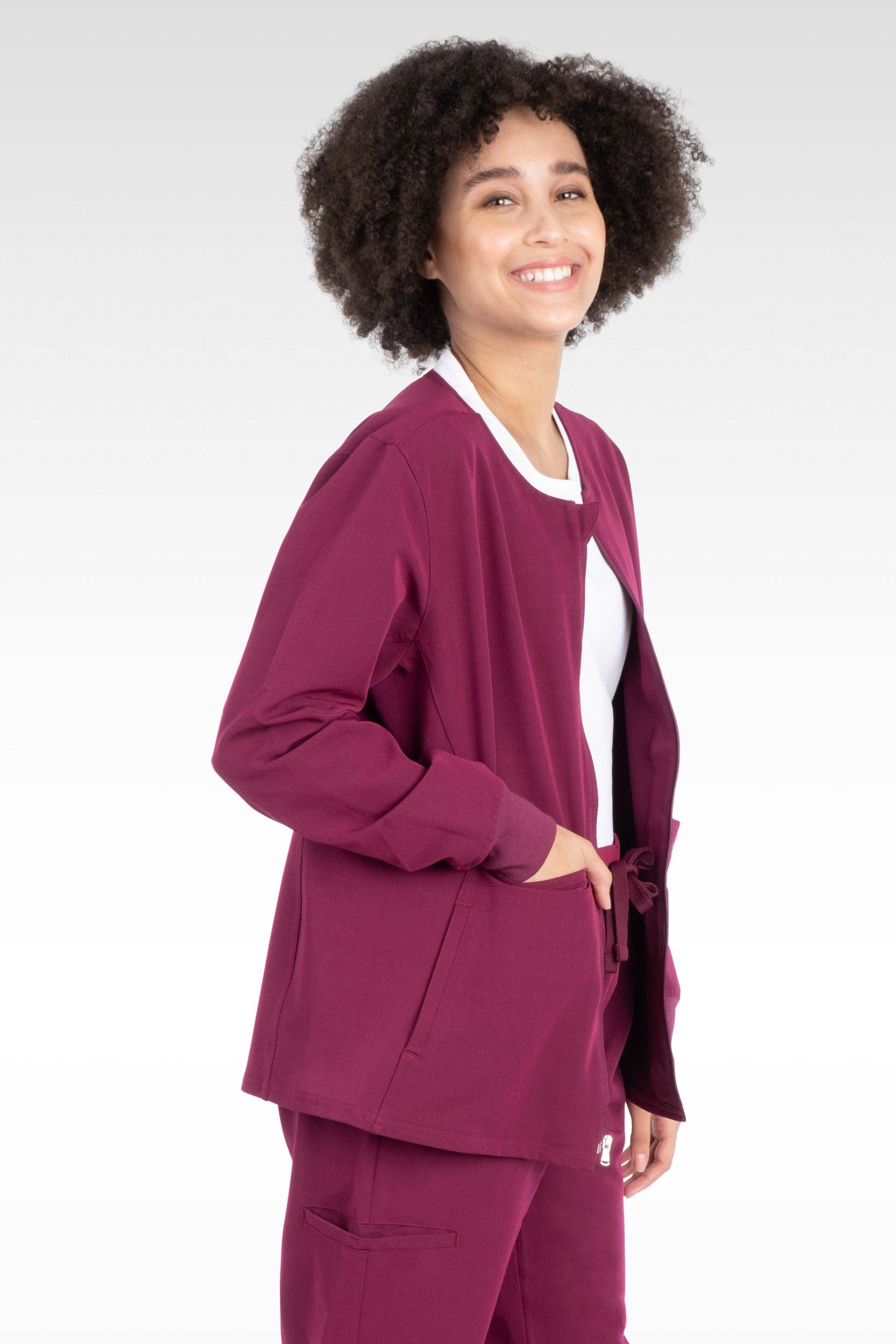 Aura Naturale - Wholesale Healthcare Uniform - Women's - Tana Women Round Neck Zipped Scrubs Jacket 4 Pockets (17050)14