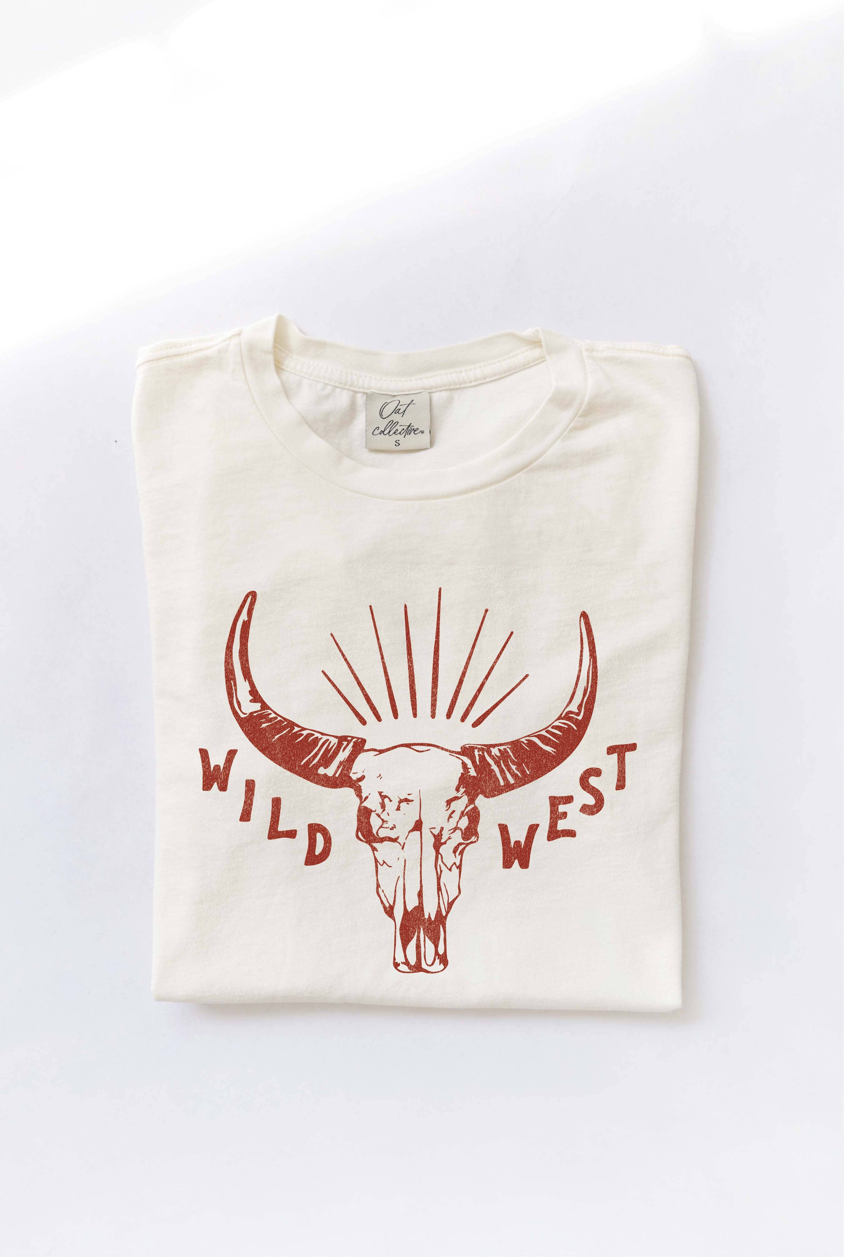 OAT COLLECTIVE - Wholesale Screen Printed T-Shirt - Women's - WILD WEST Mineral Washed Graphic Top1