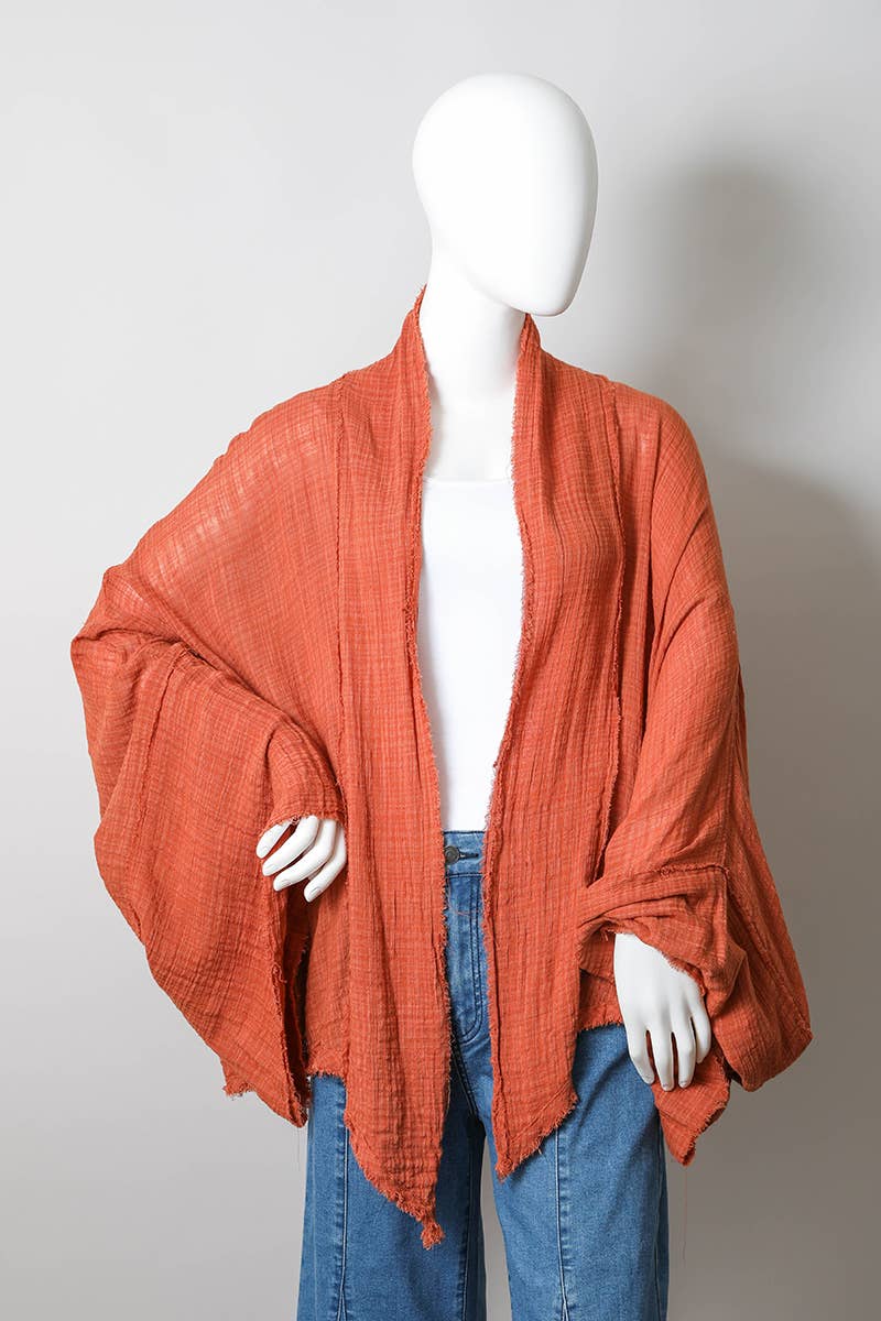 Leto Accessories – Großhandel Kimono – Damen – Kimono-Wickeljäckchen mit Volantärmeln – Lässiges Must-have für Urlaub und Alltag1