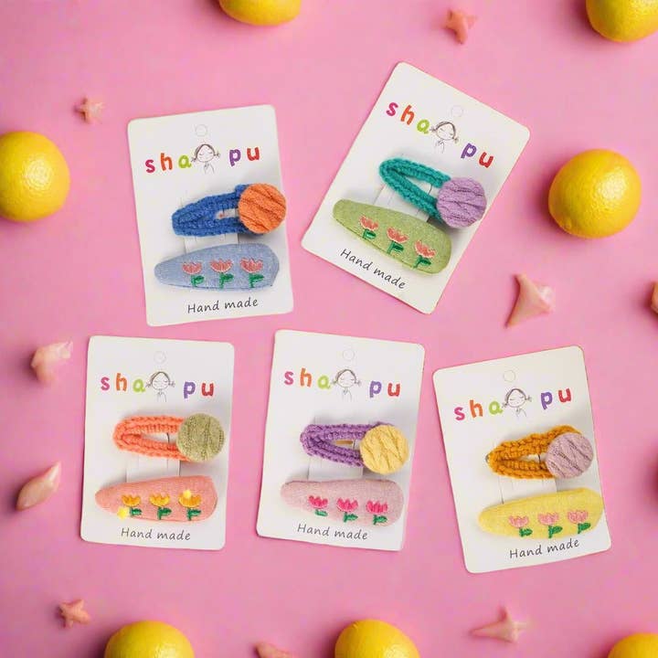 KiddieKickz - Wholesale Hair Accessories Set - Kids - Children's Embroidered Flower Hairpin Set7