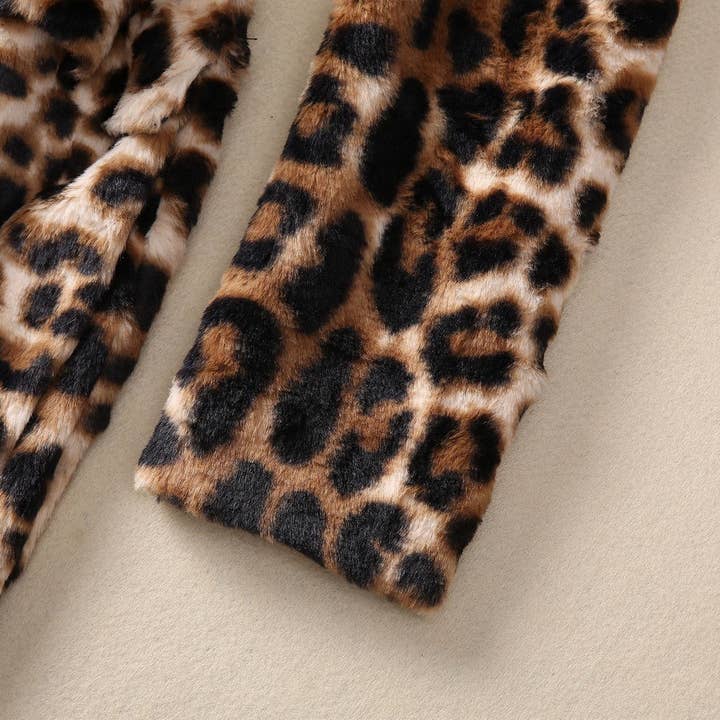 Multi Colored SY335 Winter Leopard Print Double-Breasted Plush Long Coat for wholesale on Faire7