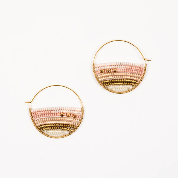 Altiplano - Wholesale Hoop Earrings - Layered Stripes Bead Hoop Earrings