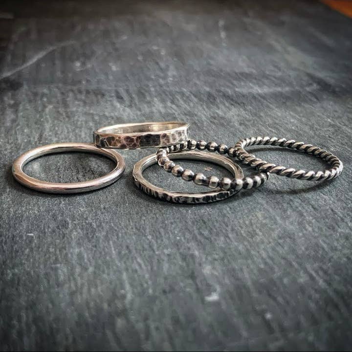 Raegan Hough Metalsmith - Wholesale Band/Stacked Ring - Sterling Silver Stacking Rings - Set of 51
