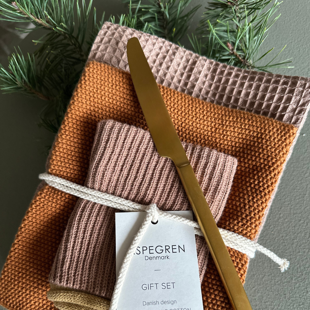Aspegren Denmark - Wholesale Dishcloth - Gift set - 100% Organic cotton - Set of 3 - Cinnamon 1