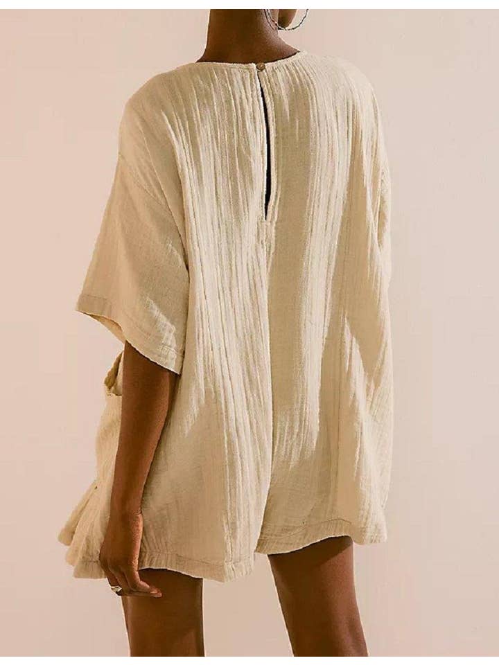 Sweetkama - Wholesale Romper - Dames - Romper met ruches en V-hals en gedrapeerde mouwen SKJ18120