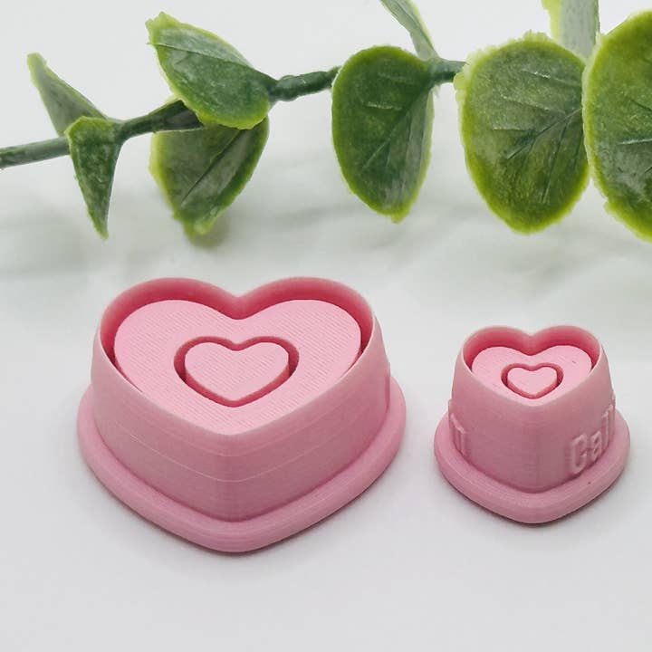 CaliLu Clay Co. - Wholesale Cookie Cutter - Double Heart Bezel Cookie Cutter / Polymer Clay Cutter