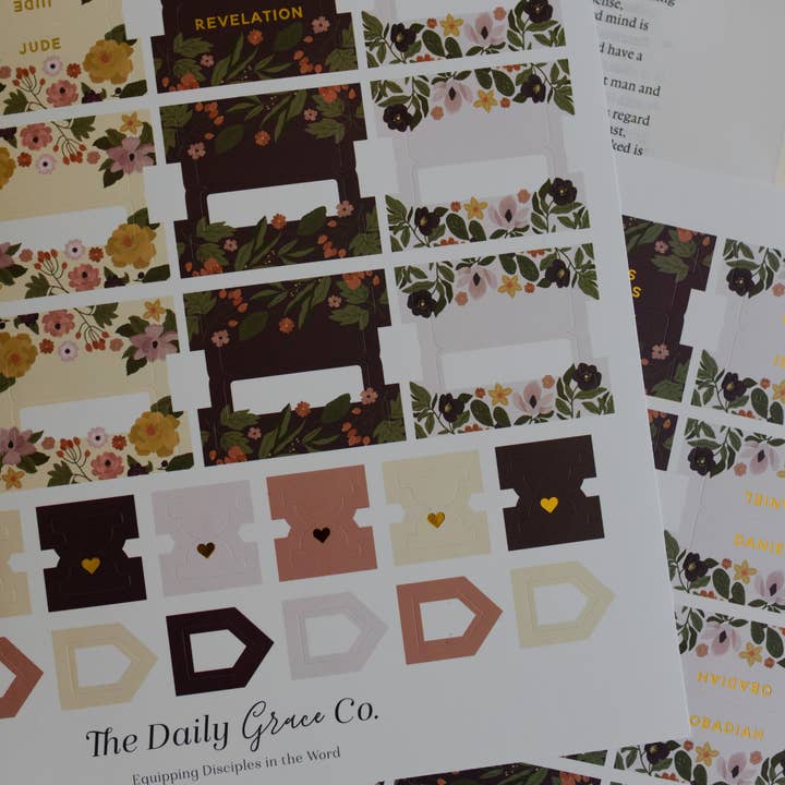 The Daily Grace Co - Wholesale Bookmark - Magnolia Floral Bible Tabs | 76 Tabs3