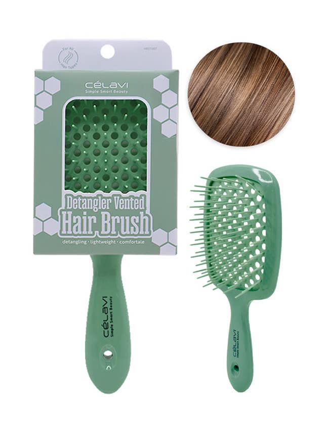 Celavi HRDT007 Mint Detangler Vented Hair Brush - 12 for wholesale by PINEAPPLE Beauty