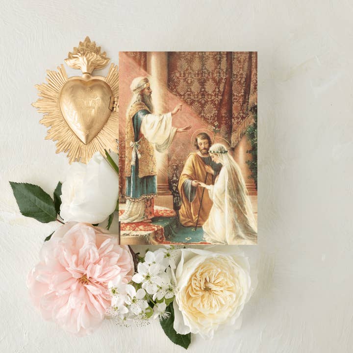 Cartões de Missa Católica, Casamento de Maria e José, Cartões de Intenção de Missa de Casamento, com agendamento de Missa opcional por atacado de Pietà Paperie