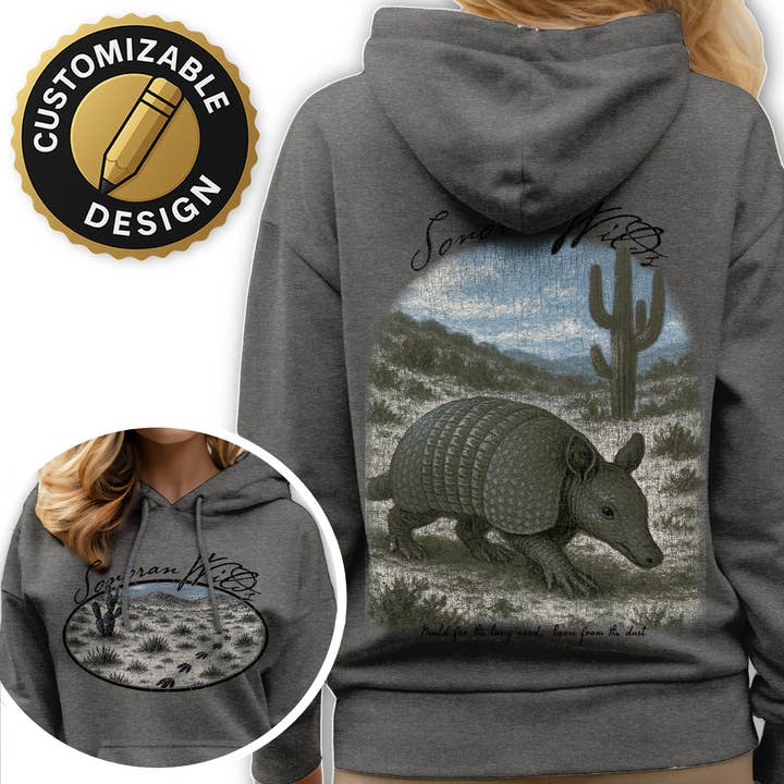 Sonoran Wilds Hoodie – Vintage Gordeldier Woestijnontwerp voor wholesale door Textile Graphix