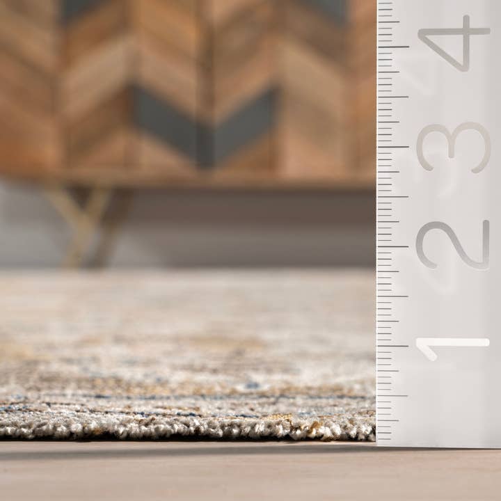 Beige Zenni Vintage Floral Indoor/Outdoor Machine Washable Area Rug for wholesale on Faire1