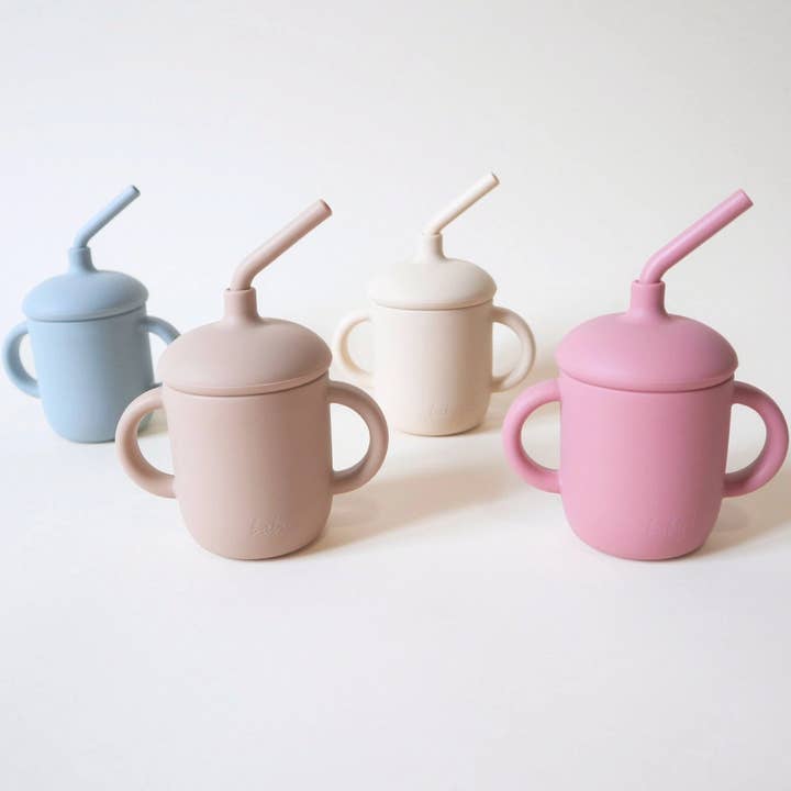 Sippy Cup with Straw, Spill-Proof & Anti-Stain - Dusty Teal for wholesale on Faire