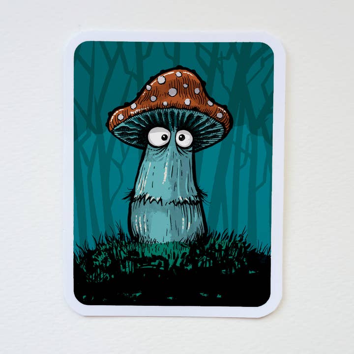 Mushroom Evening Sticker for wholesale by Brian Barber, Illustration