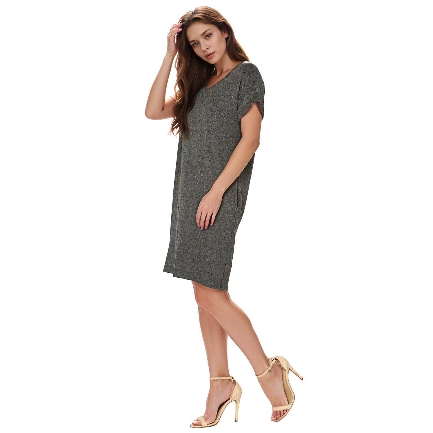 Robin K - Wholesale Dress - Women's - Women's Bellatrix V- Neck T-shirt Dress With Pocket7
