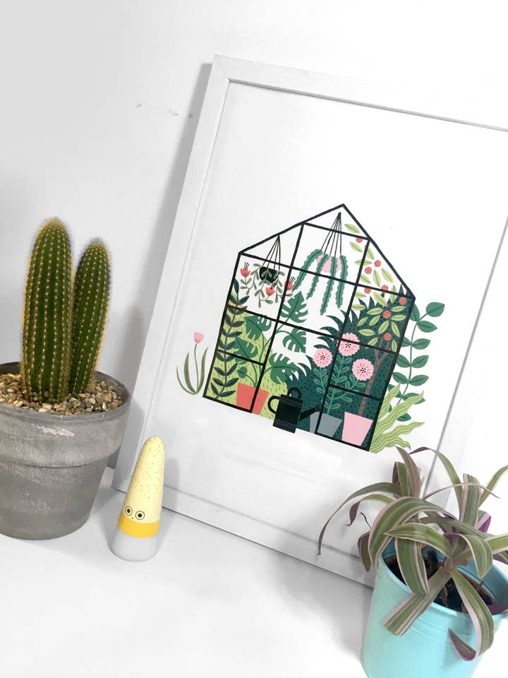 Botanical greenhouse art print (A4 + A3) for wholesale by Holly Maguire
