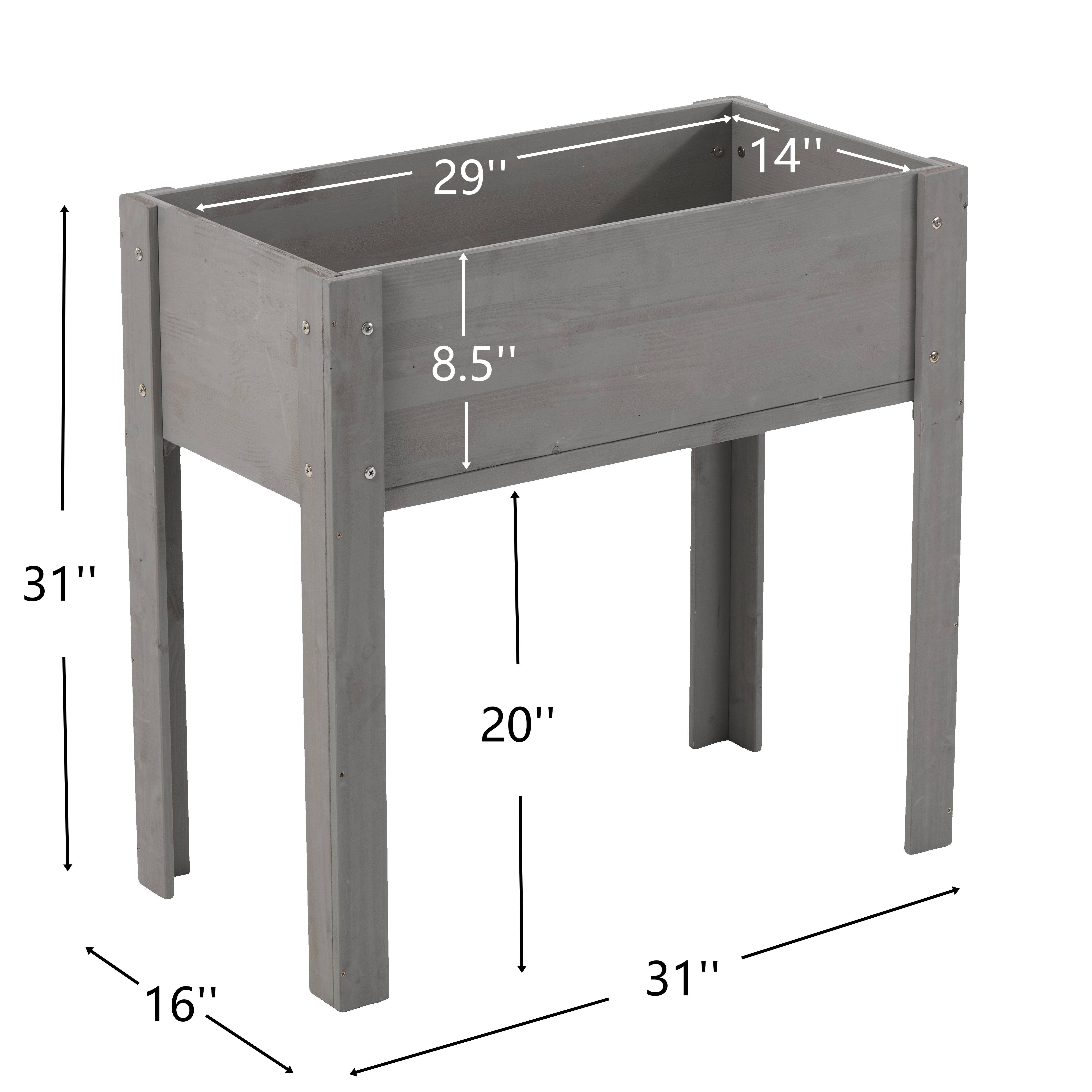 39F Inc. - Wholesale Planter Box - 31" Raised Garden Bed with Legs, Brown/Grey2