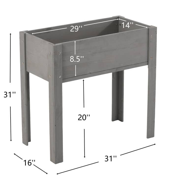 39F Inc. - Wholesale Planter Box - 31" Raised Garden Bed with Legs, Brown/Grey2