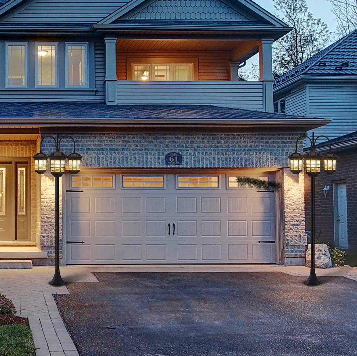 OutdoorSolarOutlet - Wholesale Outdoor/Lawn Light - SmartYard 74.8“ Outdoor Lamp Post Lights Solar Powered,3-Head Waterproof Street Lights 60 lumens5