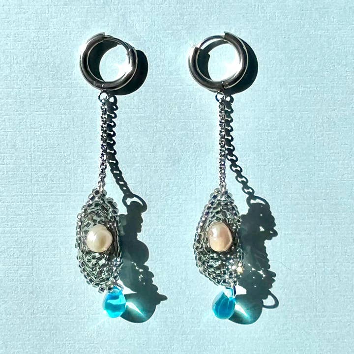BEADED OYSTER GIRL EARRINGS for wholesale by Dream Song