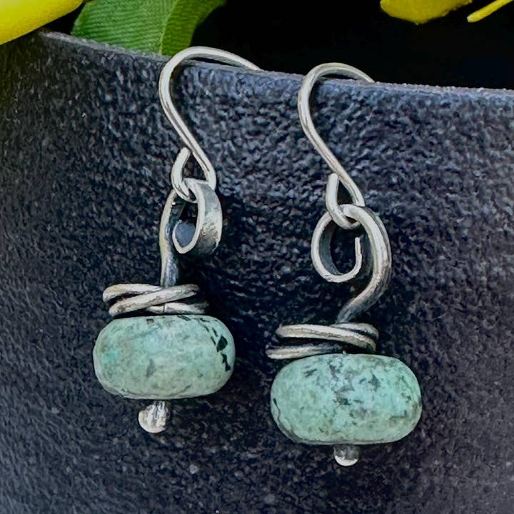 Viola Sterling Silver & African Turquoise Drop Earrings – by iNk Jewelry for wholesale by iNk Jewelry
